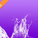 紫色背景の水飛沫が上がる写真・フォト