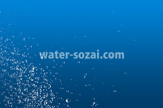 青背景の水玉が散布する写真・フォト