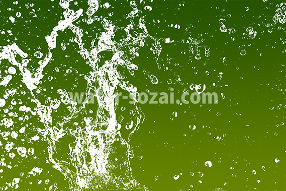 緑色背景の水が注がれて跳ねる写真・フォト