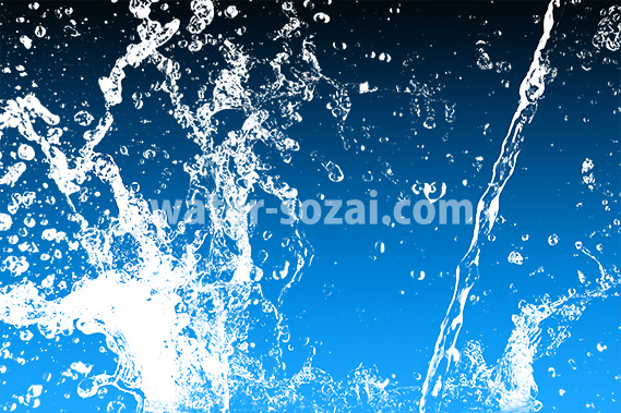 青い背景の水が散布する写真・フォト