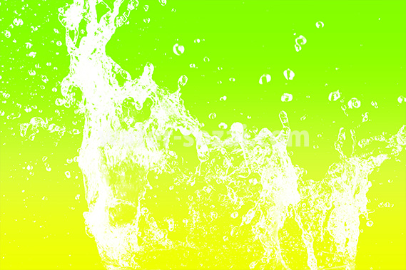 緑色から黄色の背景の水が散布する写真
