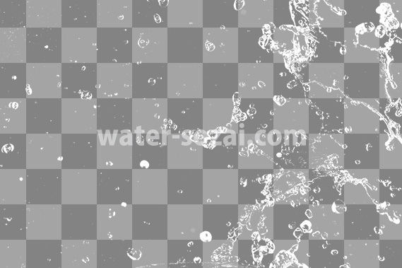 水が四方に散布する、切り抜き透過画像