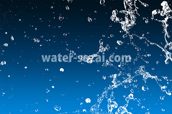 青い背景の水が散布する写真・フォト