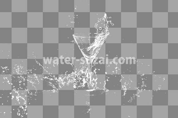 カクテルグラスと水が飛び散る、切り抜き透過画像