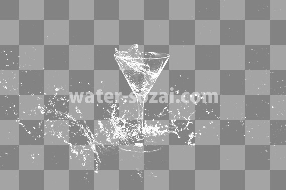 カクテルグラスと躍動する液体の切り抜き透過画像