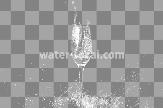 シャンパングラスと水しぶきの切り抜き透過画像