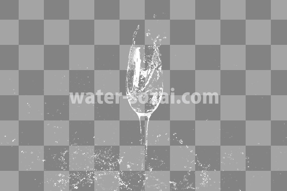 シャンパングラスと水が散布する切り抜き透過画像